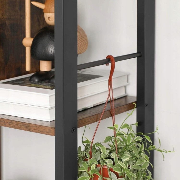 Regał na książki loft 154,5 x 74 x 30 cm, rustykalny brąz, metalowy VASAGLE