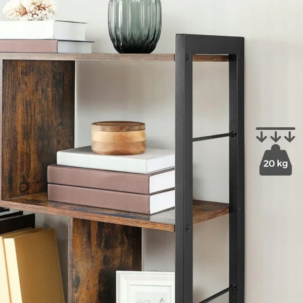Regał na książki loft 154,5 x 74 x 30 cm, rustykalny brąz, metalowy VASAGLE