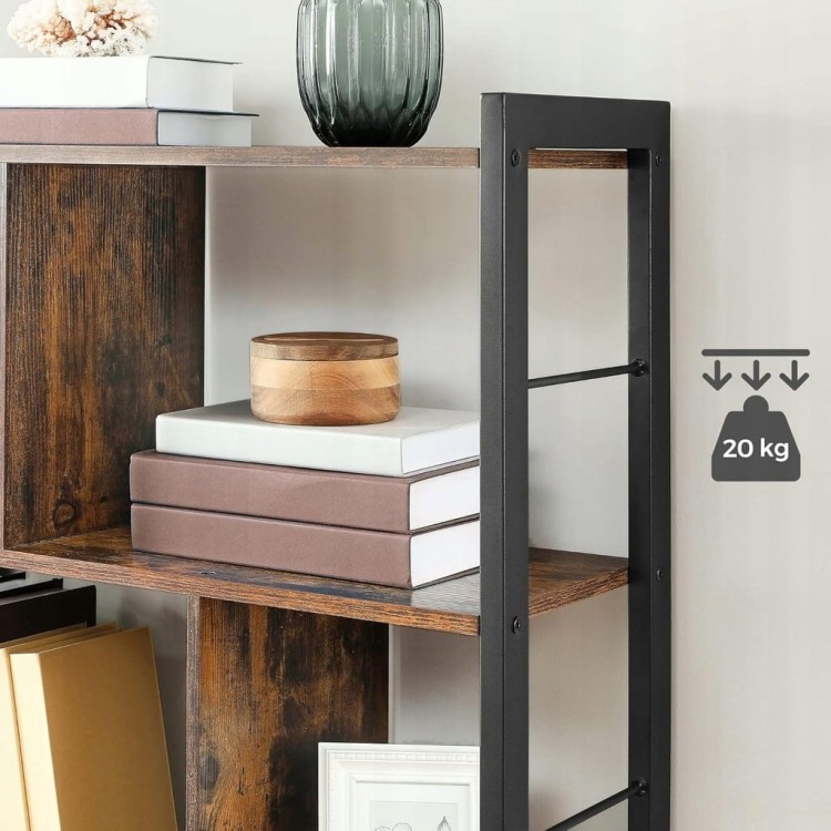 Regał na książki loft 154,5 x 74 x 30 cm, rustykalny brąz, metalowy VASAGLE