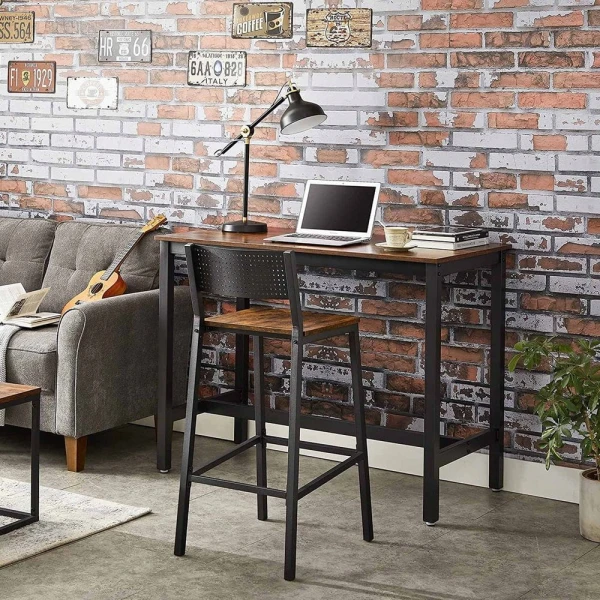 Hokery barowe industrialne VASAGLE zestaw 2 szt. loft, vintage brąz, metal