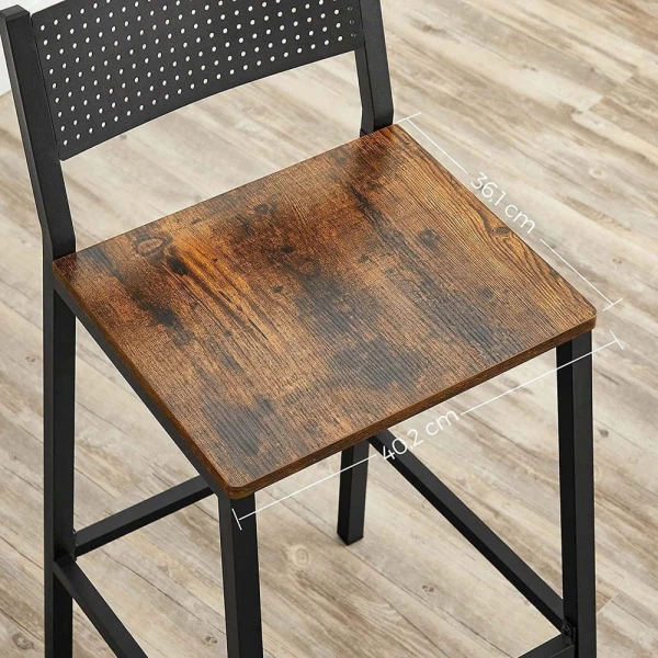 Hokery barowe industrialne VASAGLE zestaw 2 szt. loft, vintage brąz, metal