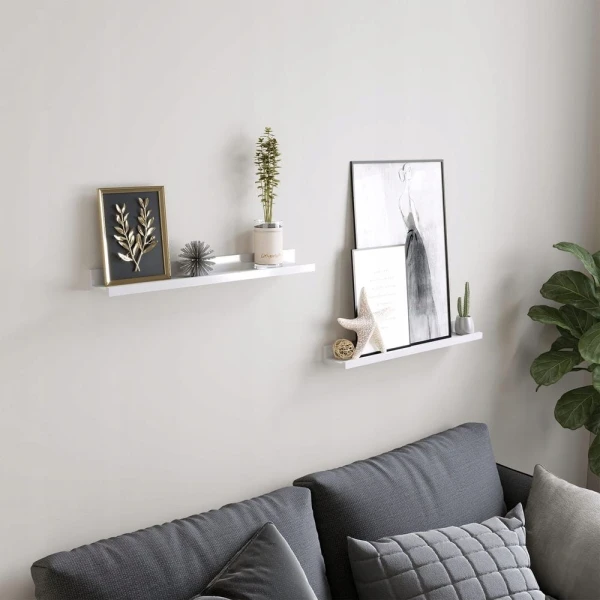 Pływająca półka ścienna 60 cm biała - zestaw 2 szt. SONGMICS