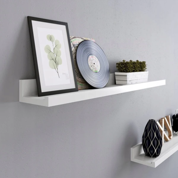 Pływająca półka ścienna 60 cm biała - zestaw 2 szt. SONGMICS