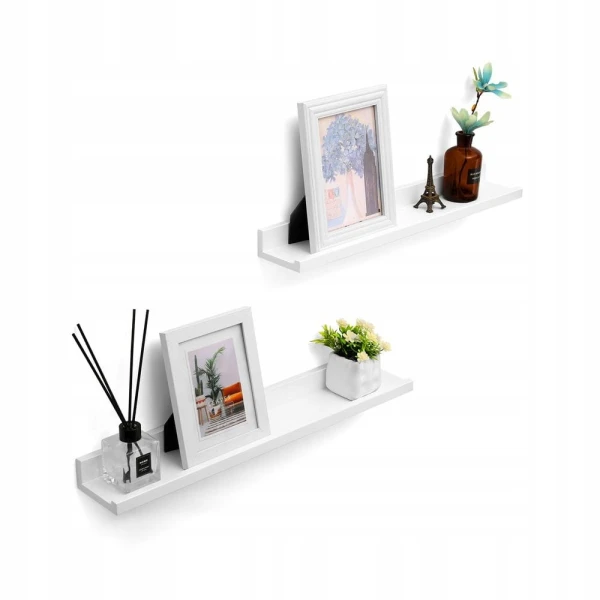 Pływająca półka ścienna 60 cm biała - zestaw 2 szt. SONGMICS