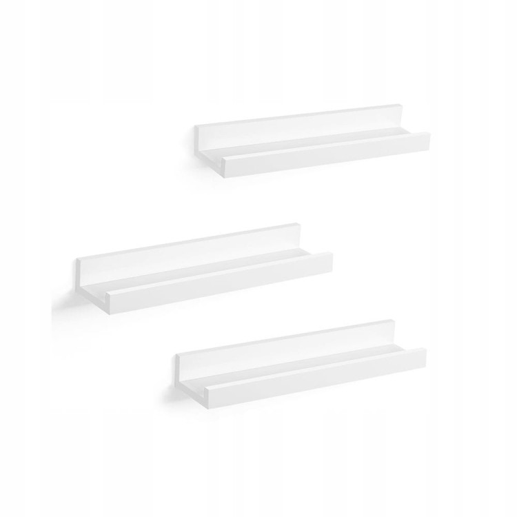 Pływająca półka ścienna 38 cm biała - zestaw 3 szt. SONGMICS