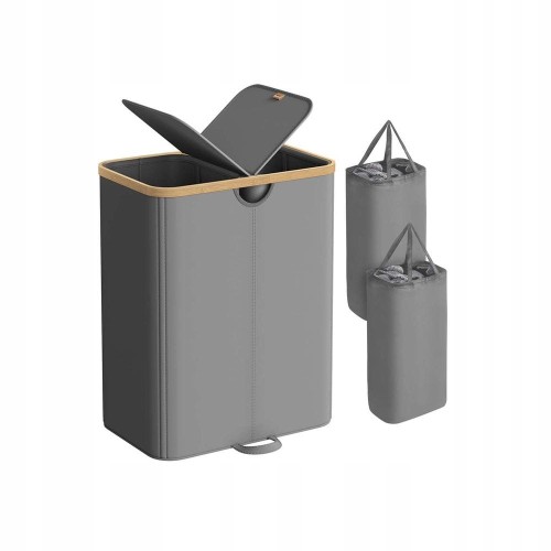 Kosz na pranie 150 L z pokrywą SONGMICS 2 komory Light/Dark szary