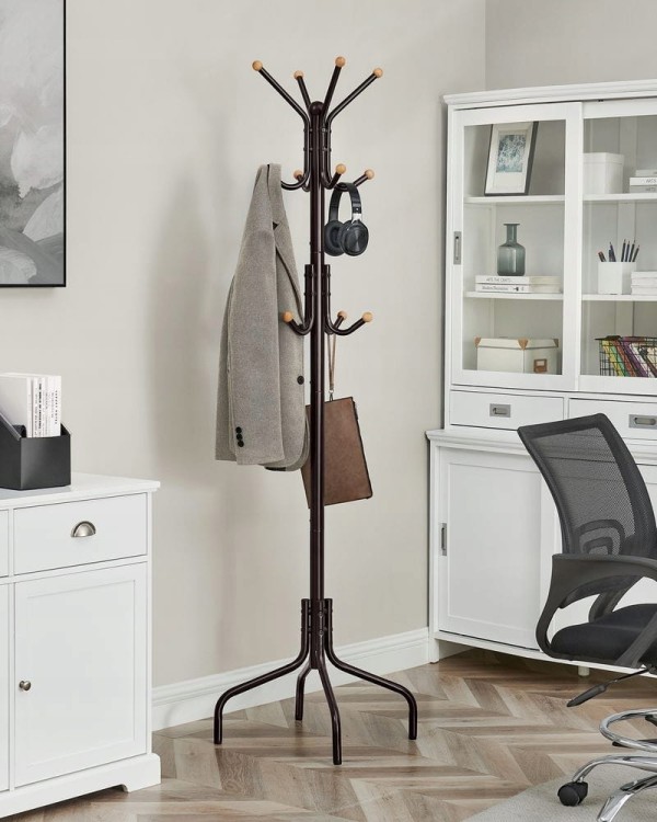 Wieszak na ubrania metalowy brązowy 12 haczyków 180 cm SONGMICS