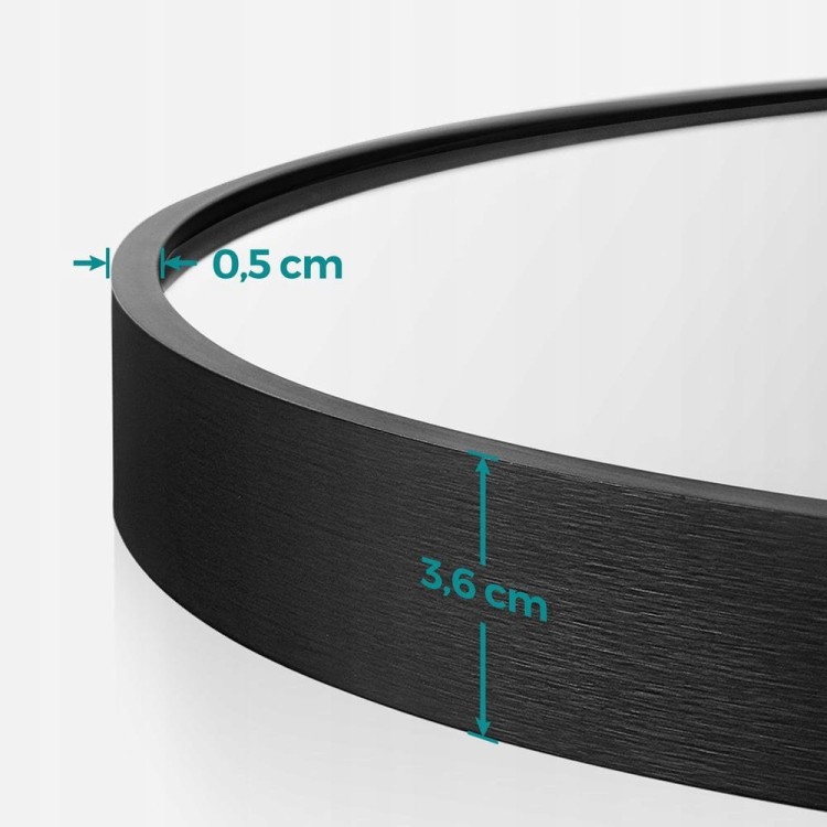 Okrągłe lustro ścienne Ø 61 cm SONGMICS czarne, aluminiowa rama