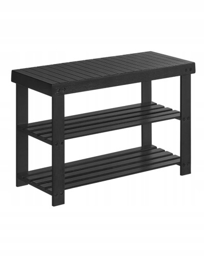 Ławka na buty SONGMICS z bambusa, 2 półki, do 130 kg, czarna