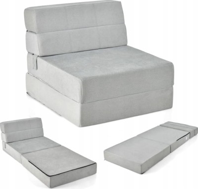 Rozkładana sofa 3w1 COSTWAY materac, kanapa, welur, szara