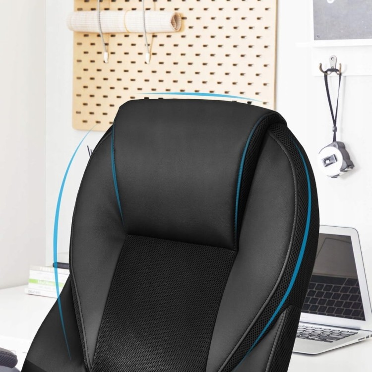 Fotel biurowy ergonomiczny SONGMICS z ekoskóry PU, do 150 kg, czarny