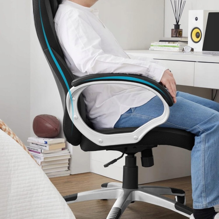 Fotel biurowy ergonomiczny SONGMICS z ekoskóry PU, do 150 kg, czarny