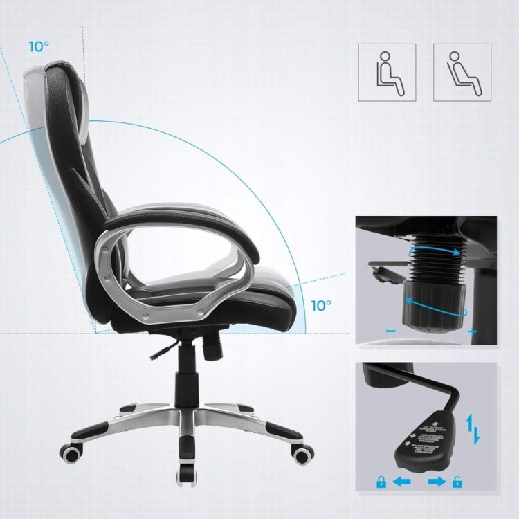 Fotel biurowy ergonomiczny SONGMICS z ekoskóry PU, do 150 kg, czarny