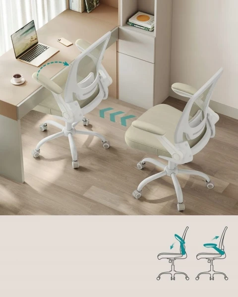 Fotel biurowy ergonomiczny z podparciem lędźwiowym SONGMICS beżowy