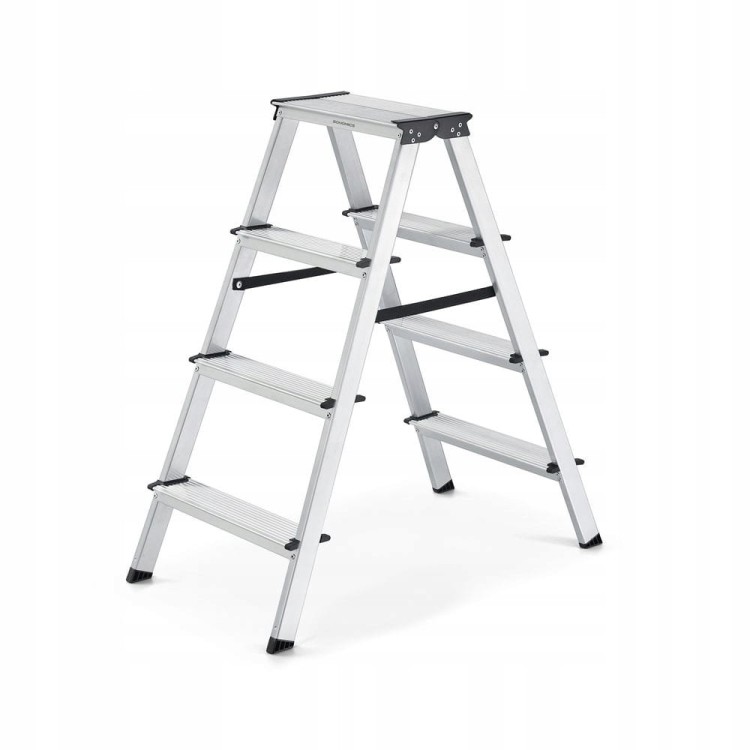 Drabina składana 4-stopniowa aluminiowa SONGMICS do 150 kg, lekka, stabilna