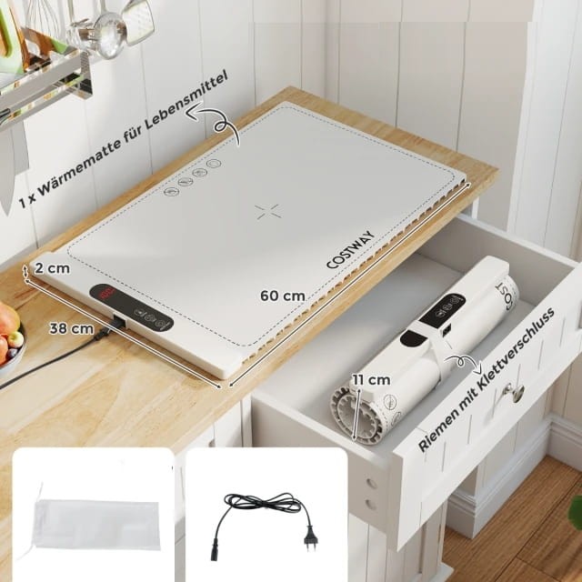 Elektryczna mata grzewcza do potraw 260W COSTWAY podgrzewacz, biały