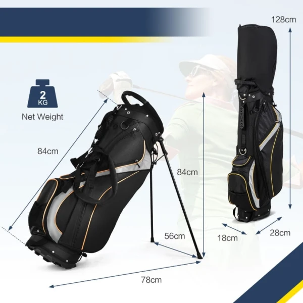 Torba golfowa z podpórką COSTWAY lekka torba na kije golfowe, 8 przegród