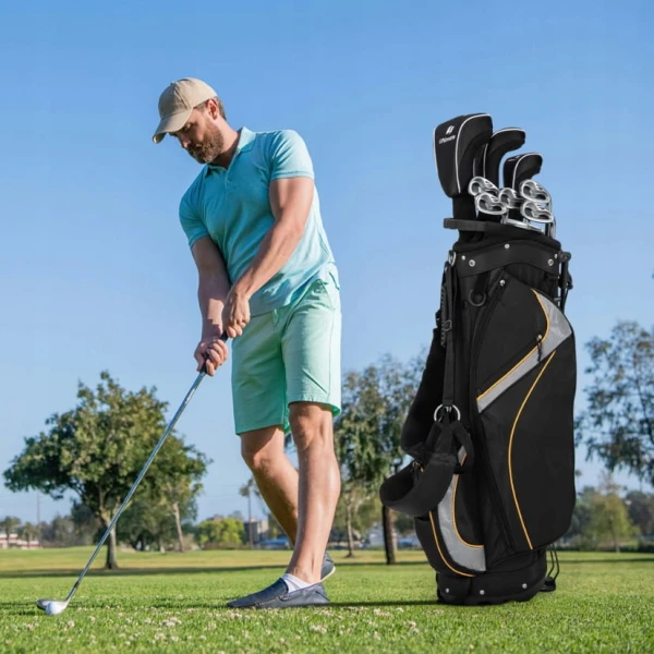 Torba golfowa z podpórką COSTWAY lekka torba na kije golfowe, 8 przegród