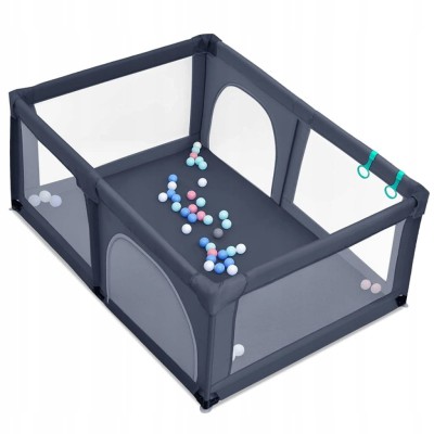 Duży kojec dla dzieci 120x190 cm z piłeczkami COSTWAY siatka, ciemnoszary