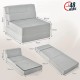 Rozkładana sofa 3w1 COSTWAY materac, kanapa, welur, szara