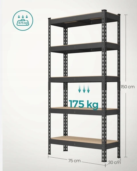 Regał magazynowy SONGMICS stojący, regulowany, nośność 175 kg na półkę