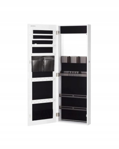 Szafka na biżuterię z lustrem SONGMICS wiszący organizer 2w1, biały