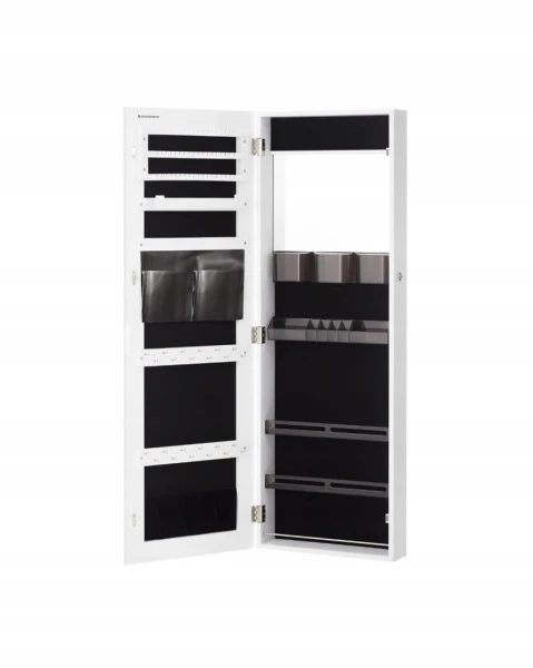 Szafka na biżuterię z lustrem SONGMICS wiszący organizer 2w1, biały