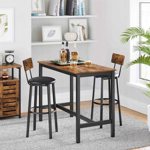 Hokery barowe VASAGLE zestaw 2 szt., styl loft, rustykalny brąz + czarny