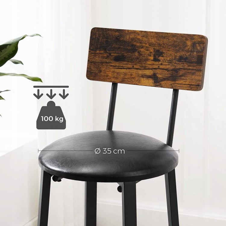 Hokery barowe VASAGLE zestaw 2 szt., styl loft, rustykalny brąz + czarny