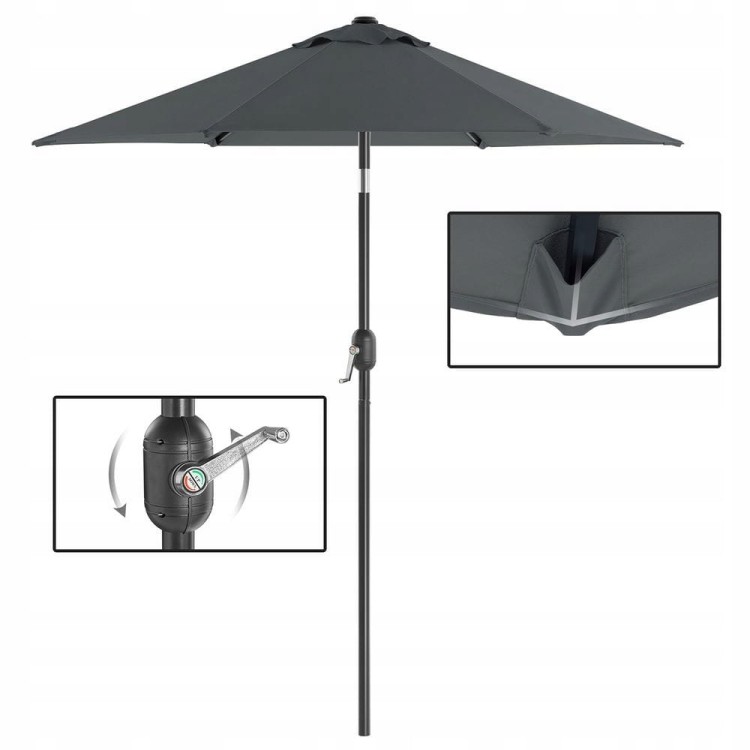 Parasol ogrodowy Ø 2 m - składany, szary, ochrona UV SONGMICS