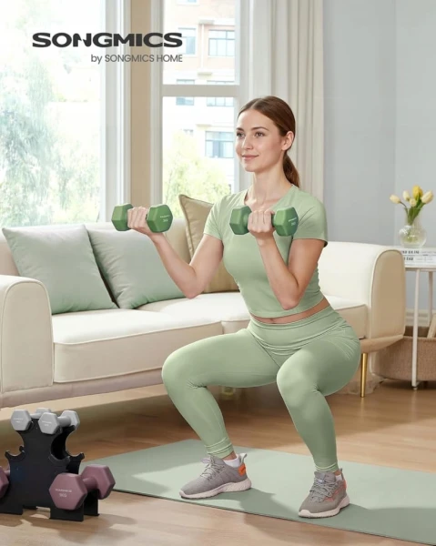 Zestaw hantli 6 szt. 1-5 kg ze stojakiem, neoprenowe SONGMICS