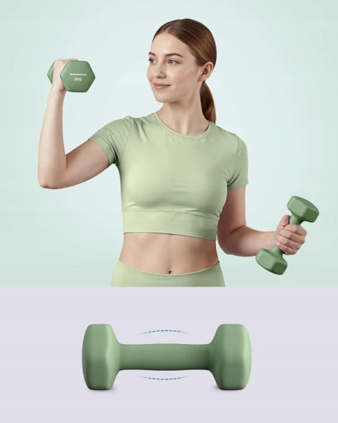 Zestaw hantli 6 szt. 1-5 kg ze stojakiem, neoprenowe SONGMICS