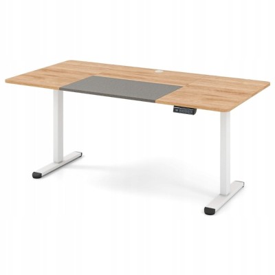 Biurko elektryczne 140x70 cm, wysokość 72-116 cm naturalny + biały COSTWAY