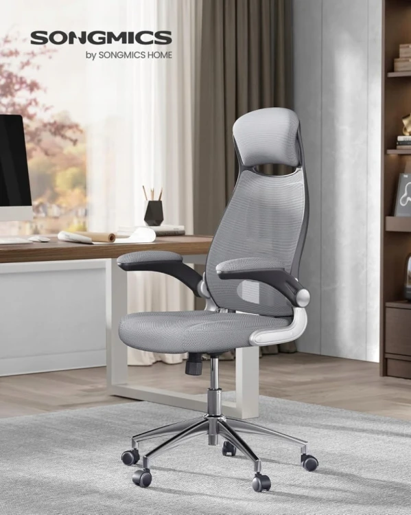 Ergonomiczny fotel biurowy SONGMICS regulowany, obrotowy, szary