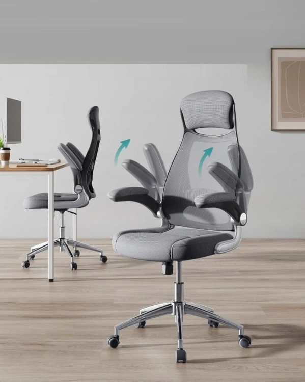 Ergonomiczny fotel biurowy SONGMICS regulowany, obrotowy, szary