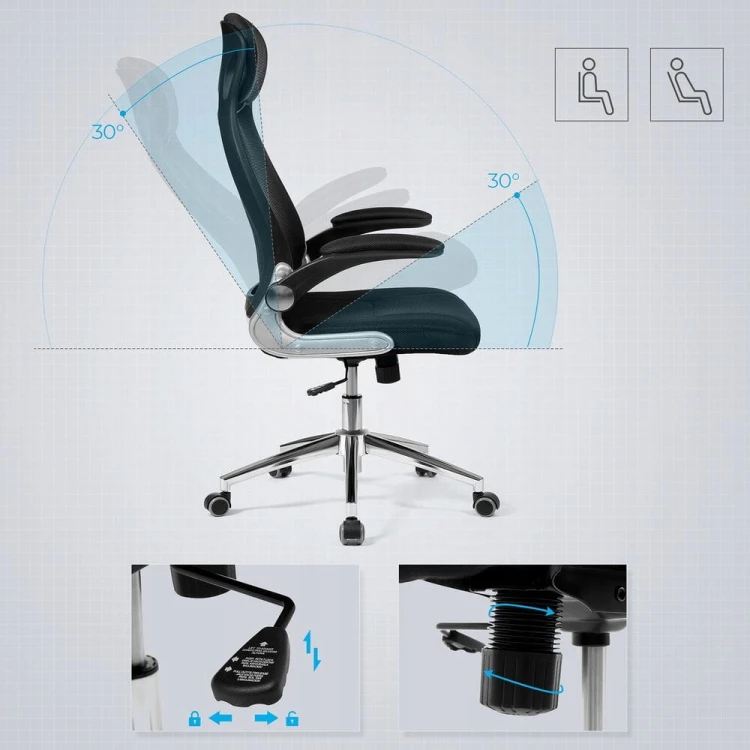 Ergonomiczny fotel biurowy SONGMICS regulowany, siatkowy, czarny