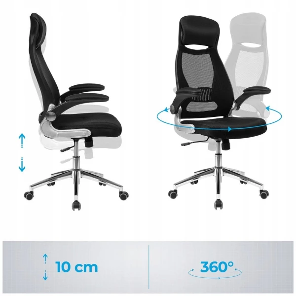 Ergonomiczny fotel biurowy SONGMICS regulowany, siatkowy, czarny