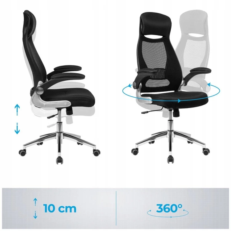 Ergonomiczny fotel biurowy SONGMICS regulowany, siatkowy, czarny