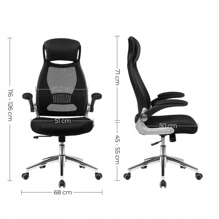Ergonomiczny fotel biurowy SONGMICS regulowany, siatkowy, czarny