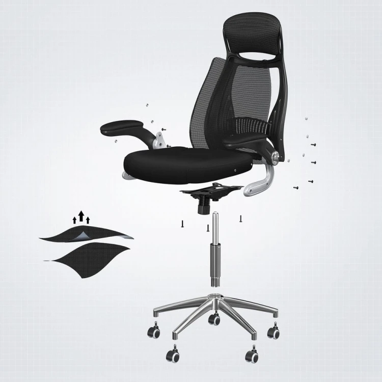 Ergonomiczny fotel biurowy SONGMICS regulowany, siatkowy, czarny