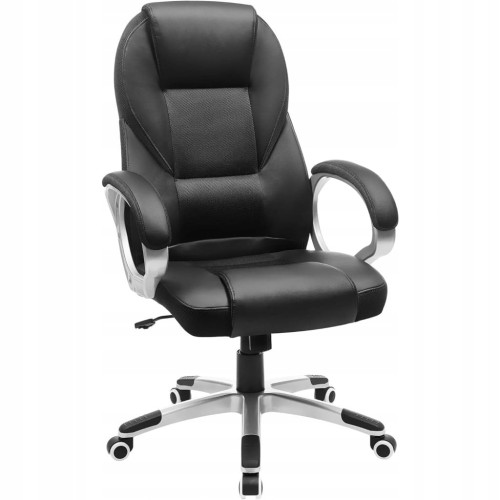Fotel biurowy ergonomiczny SONGMICS z ekoskóry PU, do 150 kg, czarny