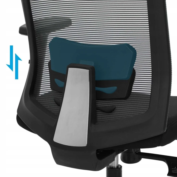 Ergonomiczne krzesło biurowe SONGMICS regulowany fotel z zagłówkiem, czarny