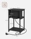 Stolik nocny z listwą zasilającą SONGMICS – 3 półki, USB, do 30 kg, czarny