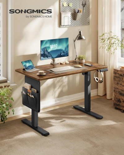 Biurko elektryczne 100 x 60 cm wysokość 72-120 cm, rustykalny brąz SONGMICS