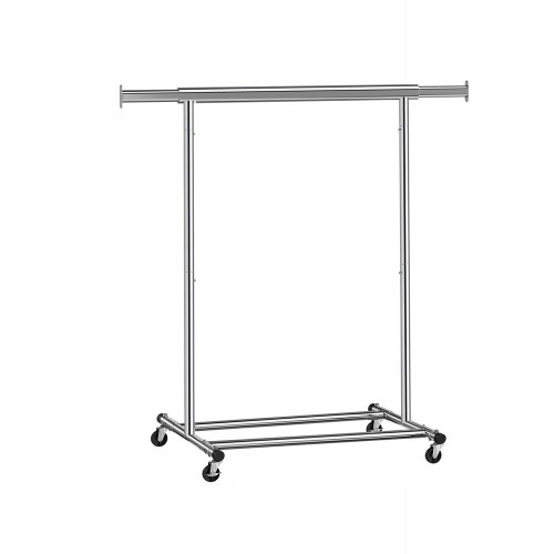 Wieszak na ubrania na kółkach regulowany 92-132 cm, do 90 kg, srebrny