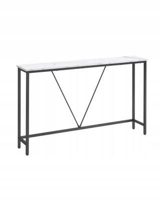 Stolik konsolowy, konsola 120 x 23 x 74 cm loft biały marmur VASAGLE