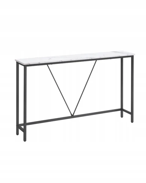 Stolik konsolowy, konsola 120 x 23 x 74 cm loft biały marmur VASAGLE