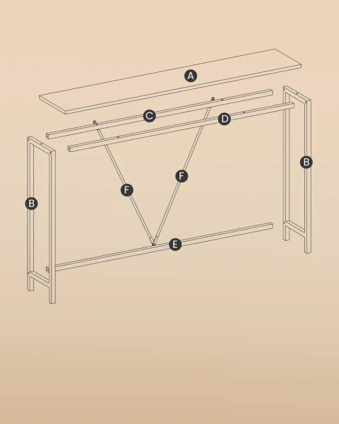 Stolik konsolowy, konsola 120 x 23 x 74 cm loft biały marmur VASAGLE