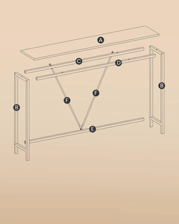 Stolik konsolowy, konsola 120 x 23 x 74 cm loft biały marmur VASAGLE