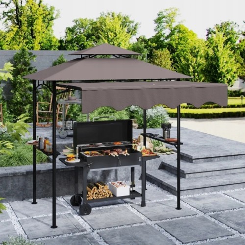 Pawilon grillowy 242x232 cm altana grillowa z dachem Outsunny kolor kawa